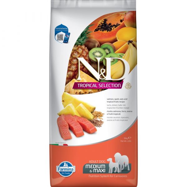 Farmina - N&D Per Cani Tropical Selection Salmone Adult MED/MAX 10 Kg