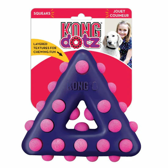 KONG Dotz Triangle Gioco in gomma con nodi e squeaker