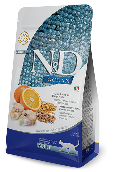 N&D Gatto Ocean Ancestral Merluzzo E Arancia 5 Kg