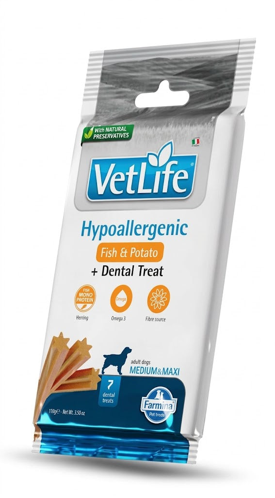 Farmina Snack Dentali per Cani - Treat Vet Life Ipoallergenico Pesce Medium/Maxi