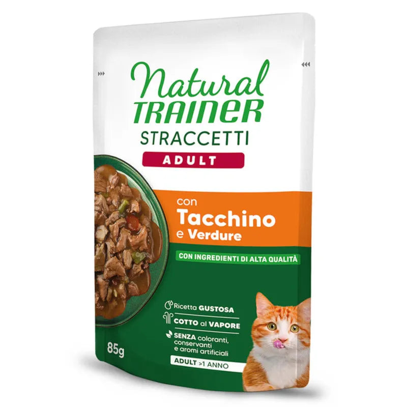 Natural Trainer Cat Adult Bustine 85gr 9+3 Omaggio 3xPollo 3xTonno 3xSalmone 3xTacchino