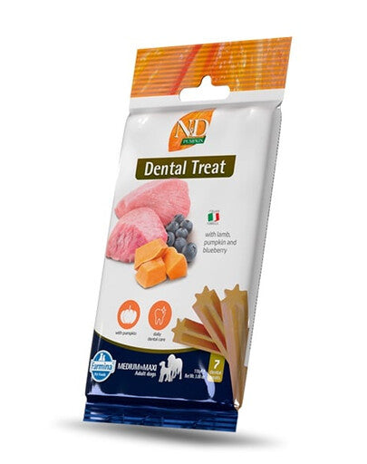FARMINA N&D Pumpkin Dental Treat Lamb Blueberry Medium/Maxi 100 g (7 pz) snack dentale per cani di taglia media e grande