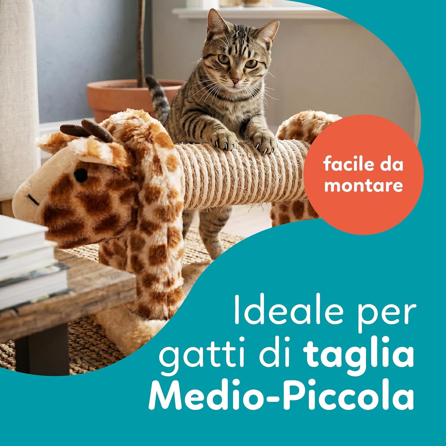 Tiragraffi in Sisal e peluche per gattini Materiale resistente per il divertimento del tuo gatto, misura 56 x 18 x 18 cm