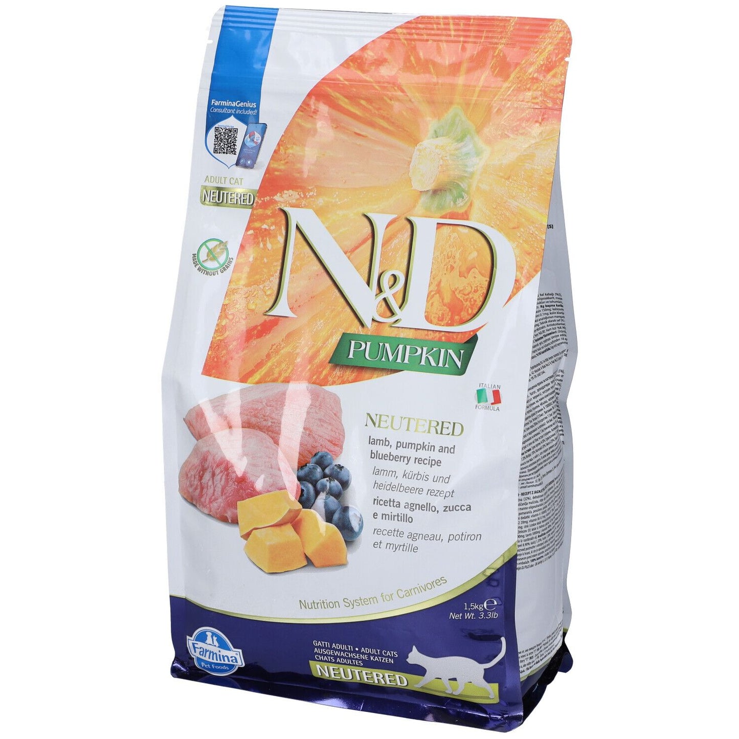 Farmina - N&D Pumpkin Per Gatti Neutered Agnello & Mirtillo 1,5 Kg
