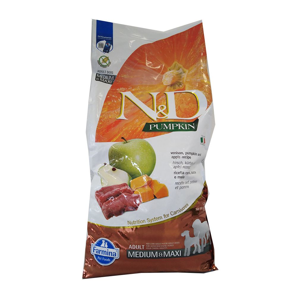 Farmina - N&D Pumpkin Per Cani Carne di Cervo & Mela Adult MEDI-MAXI 12 Kg