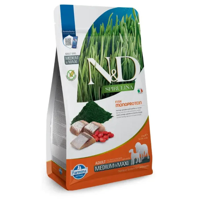 Farmina - N&D Per Cani Spirulina Adult M/M Aringa, Goji 2 Kg