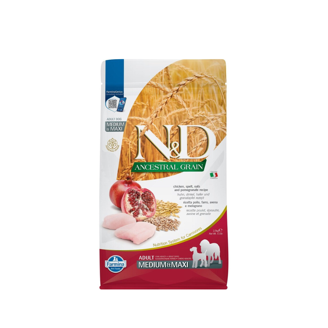 Farmina - N&D Per Cani Ancestral Pollo & Melograno AD MED/MAX 2,5 Kg