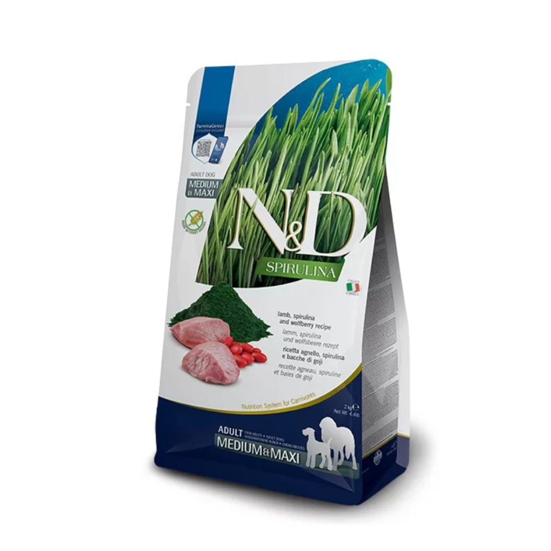 Farmina - N&D Per Cani Spirulina Adult M/M Agnello, Goji 7 Kg