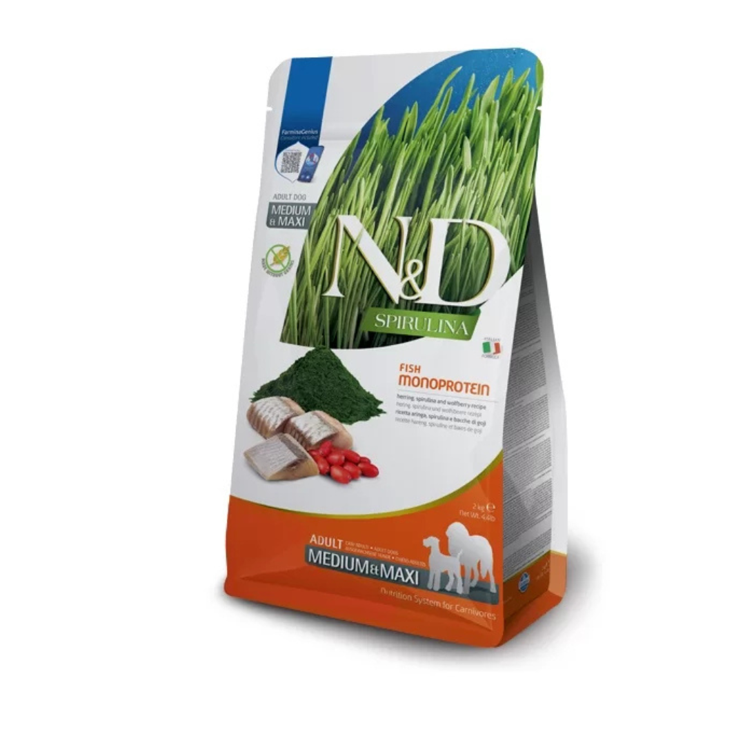 Farmina - N&D Per Cani Spirulina Adult M/M Aringa, Goji 7 Kg