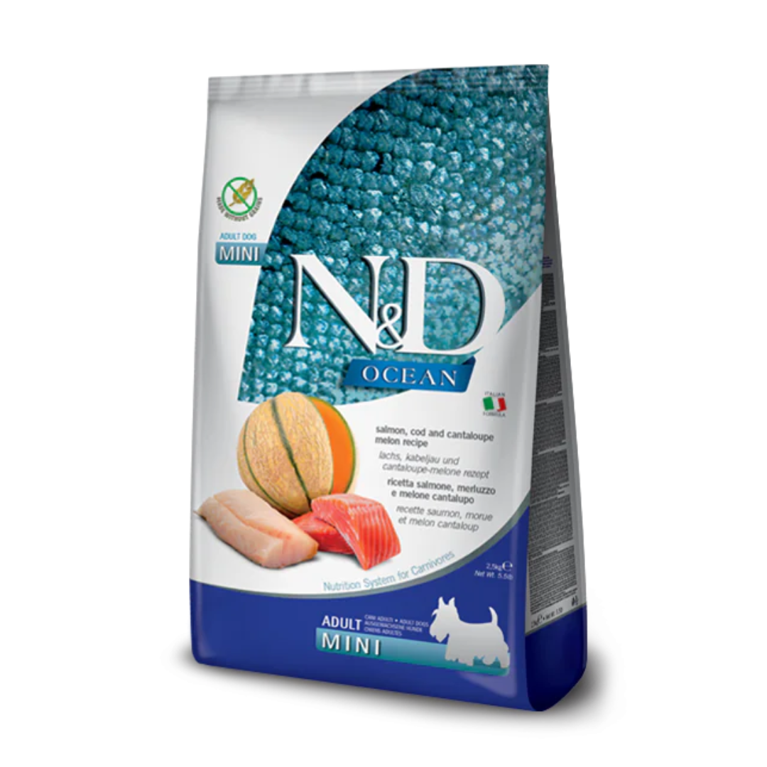 Farmina - N&D Ocean Per Cani Salmone, Merluzzo & Cantalupo Adult Mini 2,5 Kg