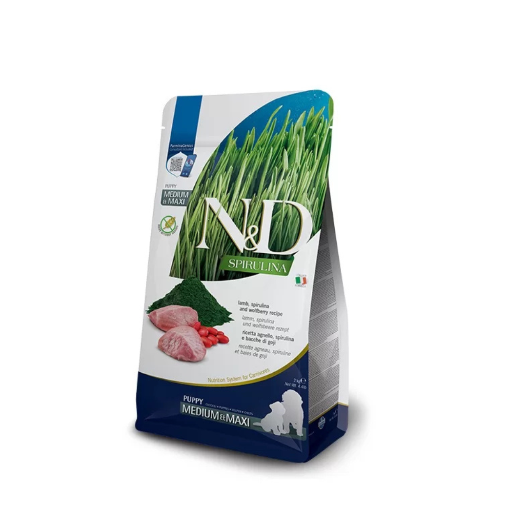 Farmina - N&D Per Cani Spirulina Puppy M/M Agnello, Goji 7 Kg