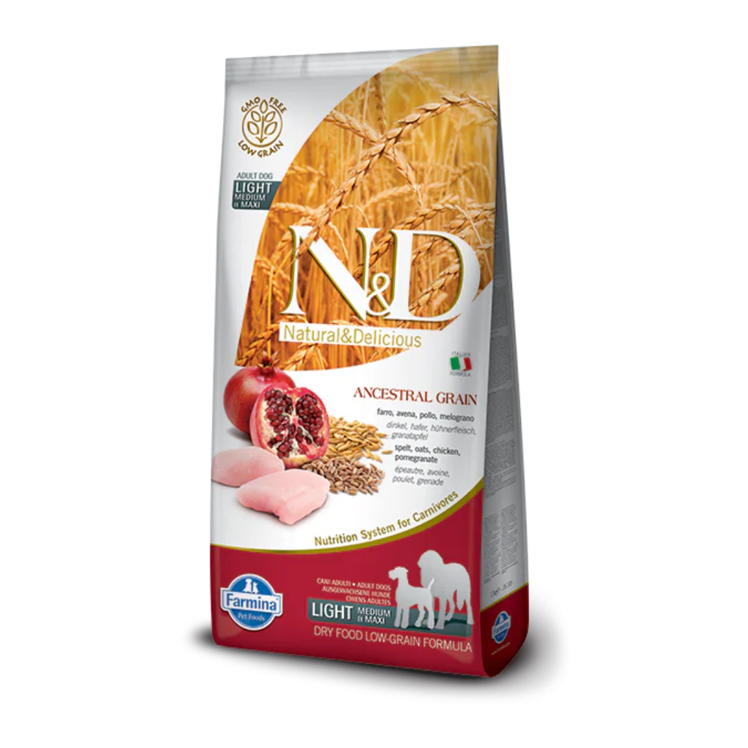 Farmina - N&D Per Cani Ancestral Pollo & Melograno LiGHT MED/M 12 Kg