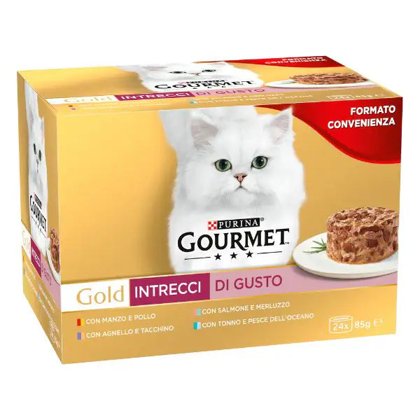 Purina Gourmet Gold Intrecci Duo Umido Gatto Multipack 24 Scatolette x85gr