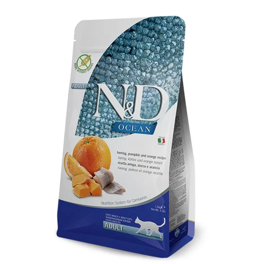 Farmina - N&D Ocean Per Gatti Zucca, Aringa & Arancia Adult 5 Kg