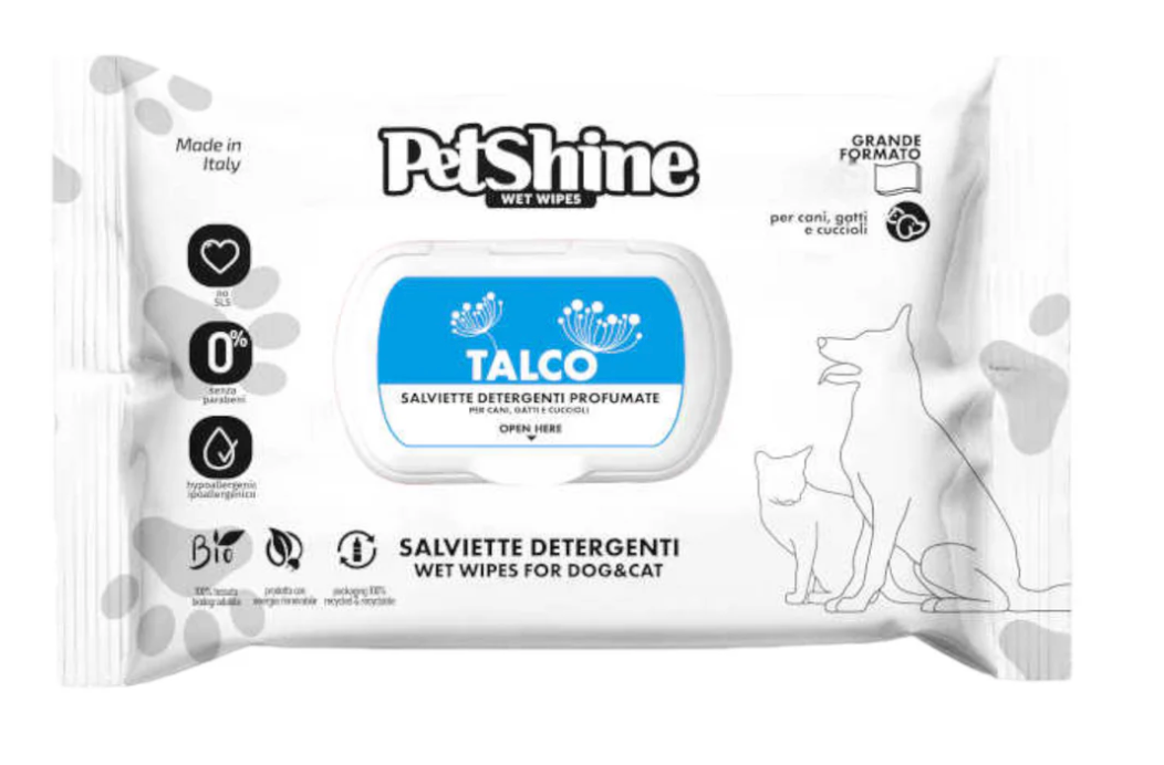 PETSHINE - Salviette DOGS & CATS Talco 100 pz