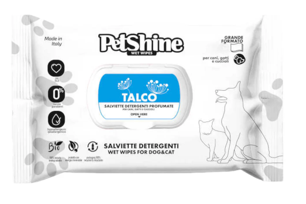 PETSHINE - Salviette DOGS & CATS Talco 100 pz