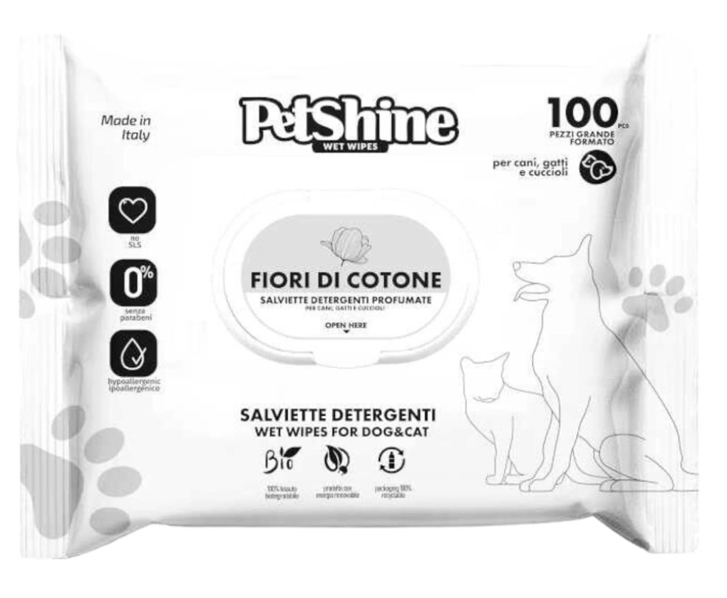 PETSHINE - Salviette DOGS & CATS Cotton flowers 100pz