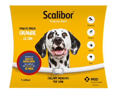 SCALIBOR - Collare Antiparassitario cani di taglia grande LARGE CM.65