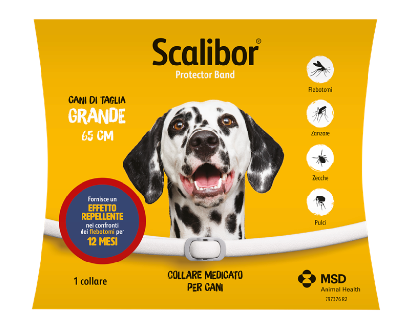 SCALIBOR - Collare Antiparassitario cani di taglia grande LARGE CM.65