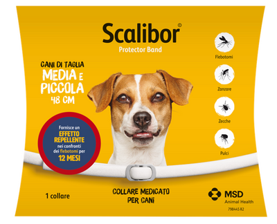 SCALIBOR - Collare Antiparassitario cani di taglia media-piccola SMALL CM.48
