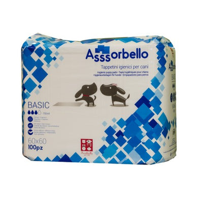 ASSORBELLO Pannoloni Basic Traversine Igieniche per Cani 60 × 60 cm (Confezione da 100 pezzi)