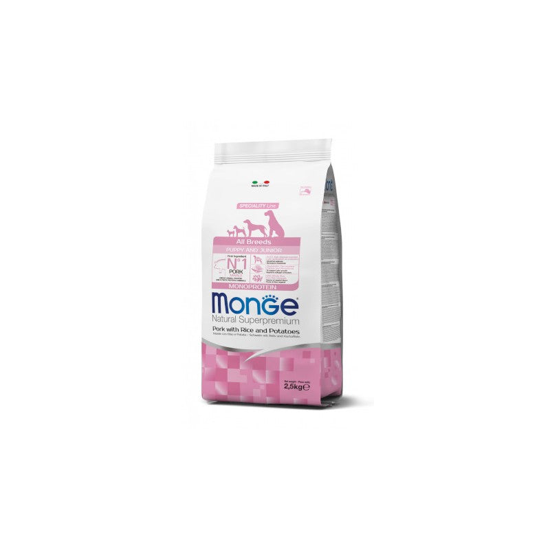 MONGE Puppy e junior all breeds maiale riso e patate 12 kg