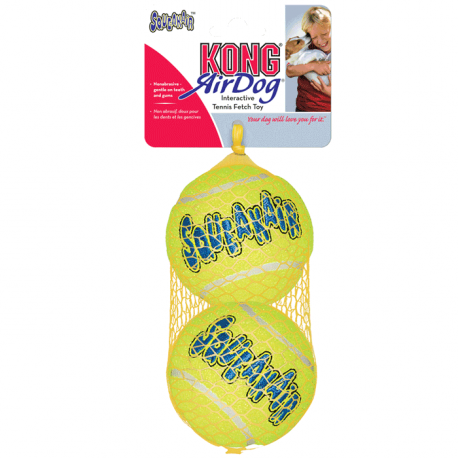 KONG Air Squeaker Tennis Ball Set da 2 Palline da Fetch con Squeaker Large
