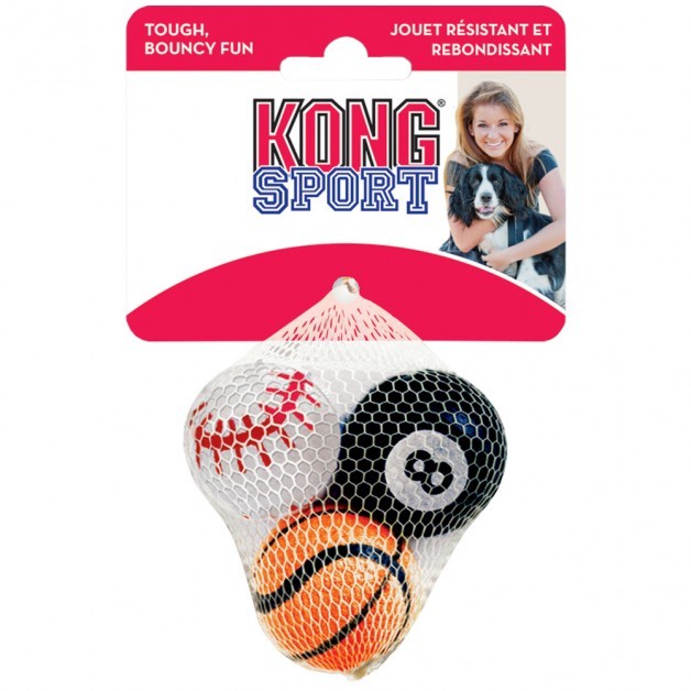 KONG Sports Balls S Set da 3 Palline in TPR per Cani di Taglia Piccola
