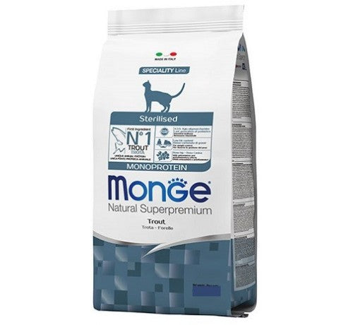 MONGE Monoprotein per Gatti Sterilizzati con Trota da 10 Kg