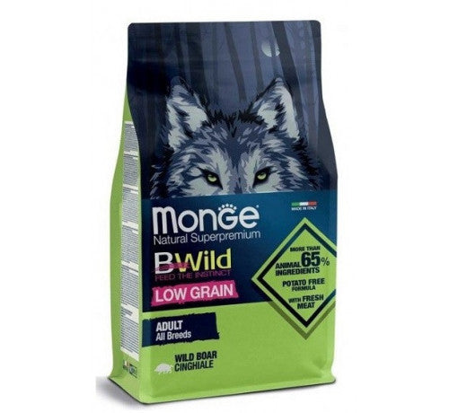 MONGE NATURAL Superpremium Bwild Low Grain per Cane Adult All Breeds con Cinghiale da 12 Kg