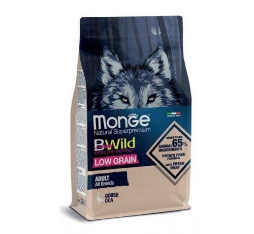 MONGE NATURAL Superpremium Bwild Low Grain per Cani Adult All Breeds con Oca da 12 Kg