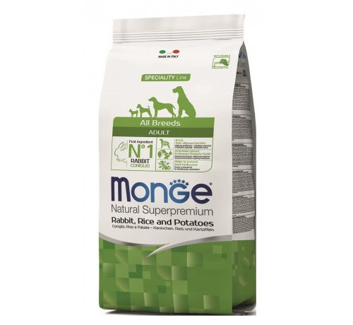 MONGE NATURAL Superpremium per Cane Adult All Breeds con Coniglio Riso e Patate da 12 kg
