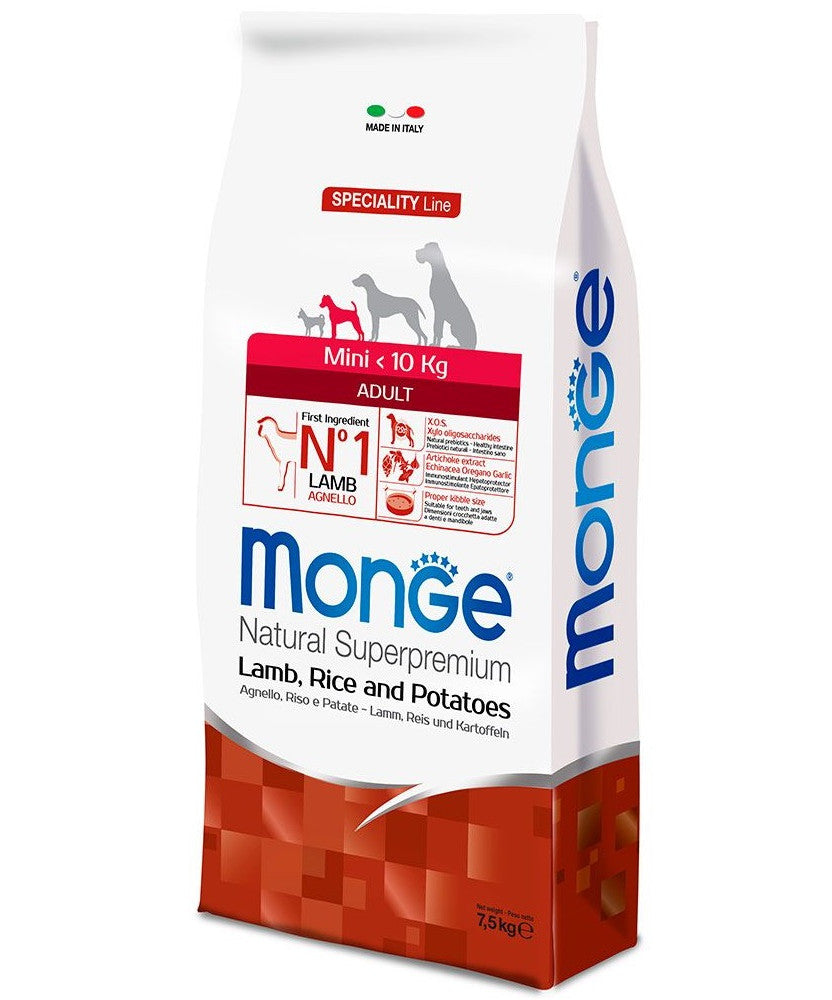 MONGE NATURAL Superpremium per Cane Adult Mini con Agnello Riso e Patate da 7 kg