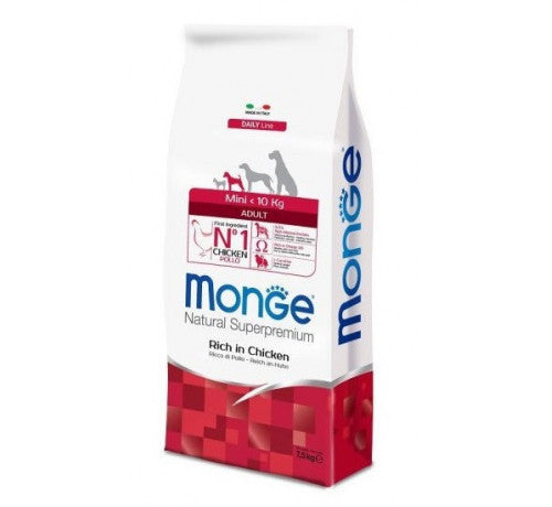 MONGE NATURAL Superpremium per Cane Adult Mini Ricco di Pollo da 7,5 Kg