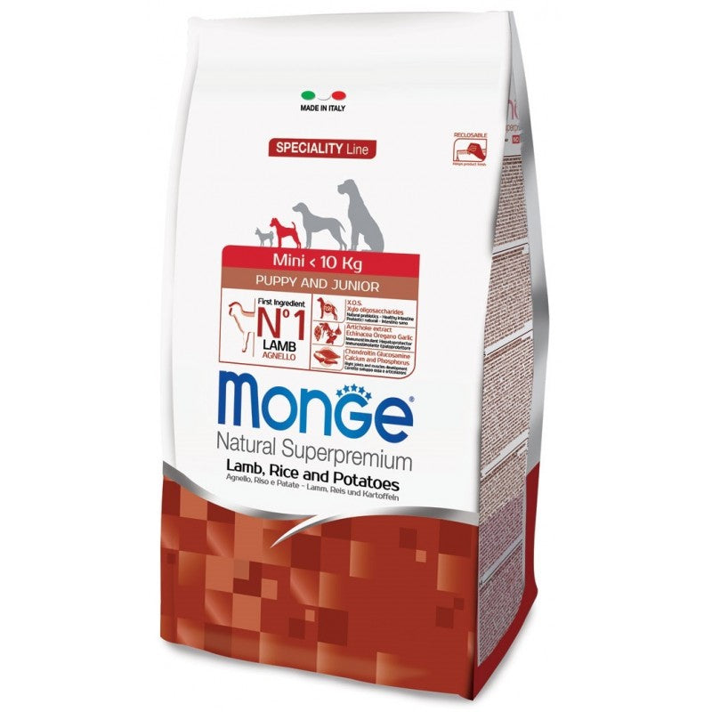 MONGE Puppy & Junior Mini Agnello Crocchette per Cucciolo 7,5 Kg