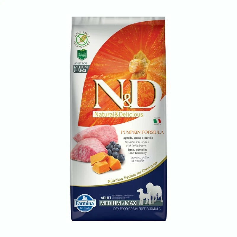 Farmina - N&D Pumpkin Per Cani Agnello & Mirtillo Adult MD/LG 12 Kg