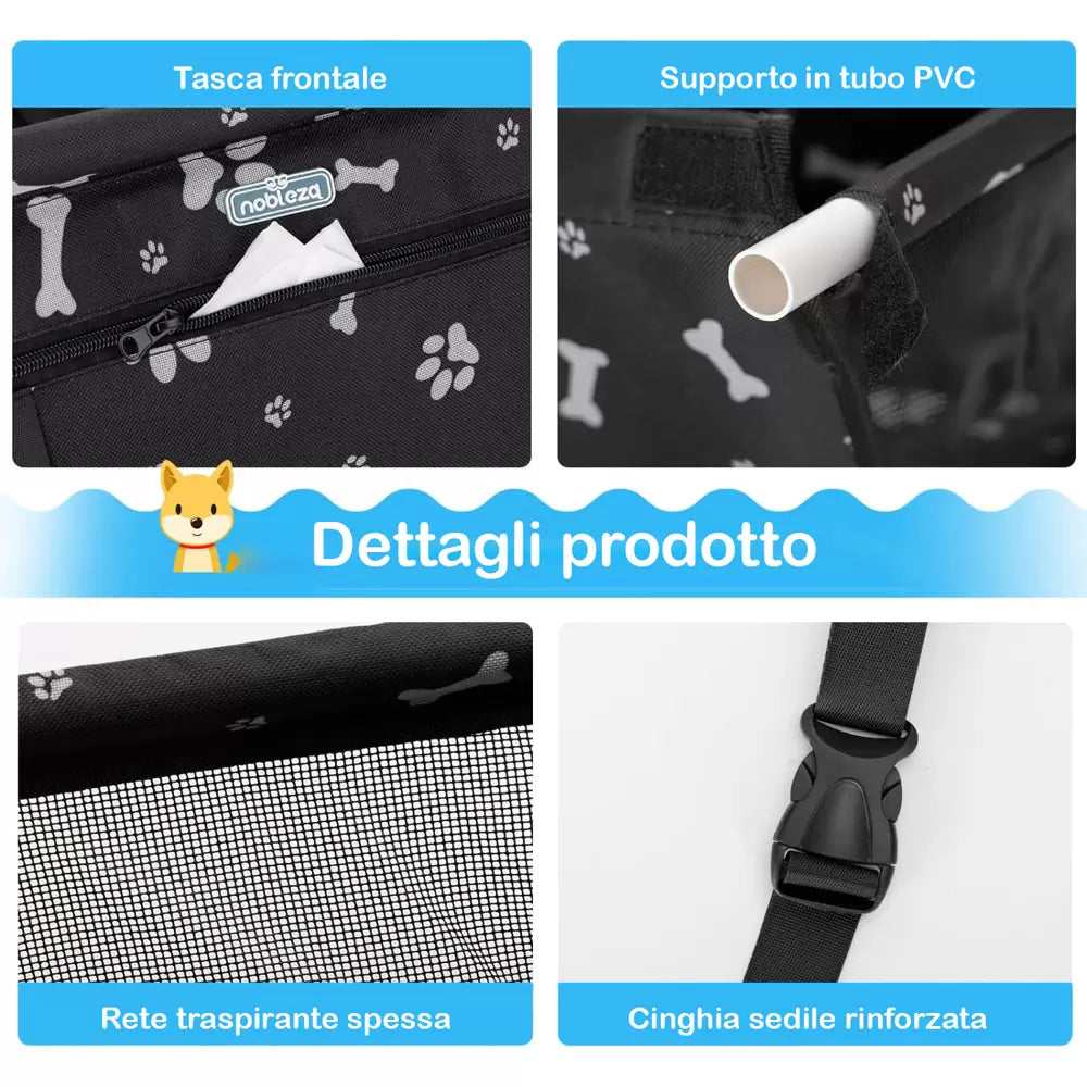 NOBLEZA Seggiolino/borsa auto per animali nero