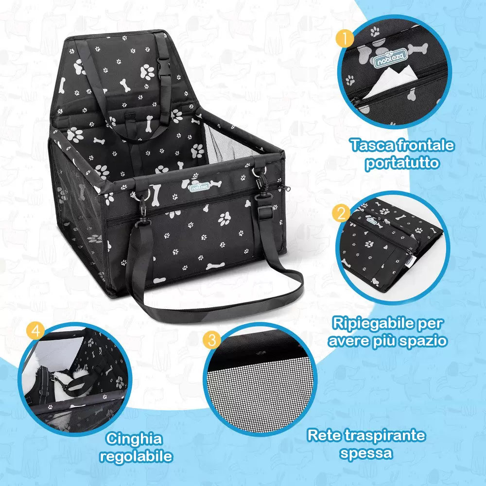NOBLEZA Seggiolino/borsa auto per animali nero