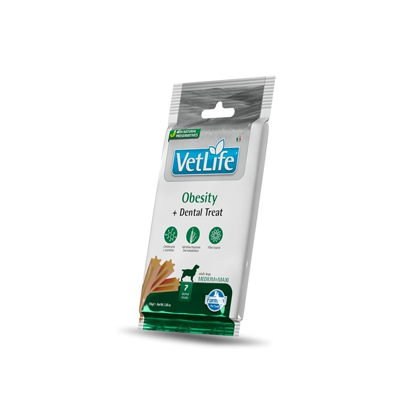 Vet Life Dental Treat Obesity 100g snack veterinario cani diabetici o sovrappeso