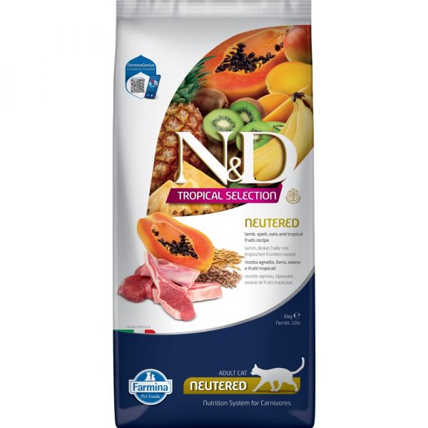 Farmina - N&D Per Gatti Tropical Selection Agnello Neutered 10 Kg