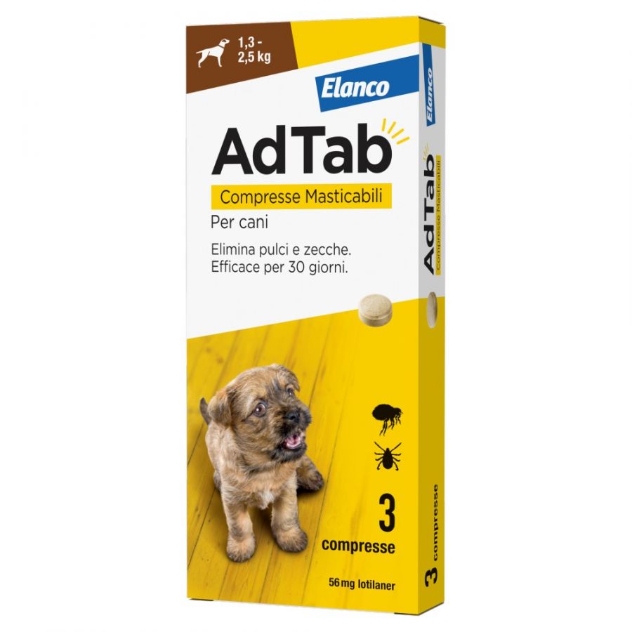 Ad-Tab - 56 Mg Giallo 3 Compresse 1,3-2,5 Kg Masticabili Per Cani SOP