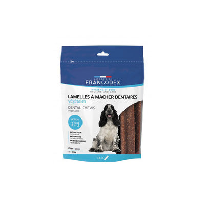 FRANCODEX  Snack dentale vegetale a lamelle per cani taglia M 10-30kg 350gr 15pz