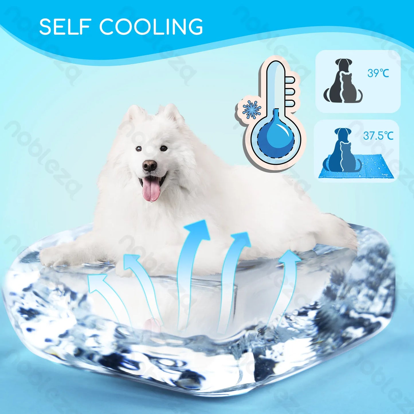 NOBLEZA Tappetino refrigerante blu 90x50 cm