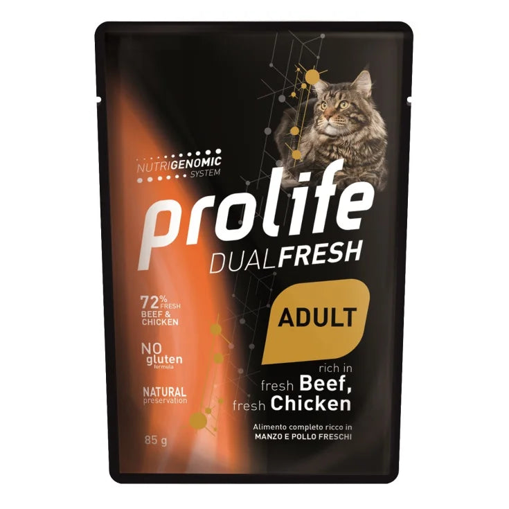 Prolife - Per Gatti Dual Fresh Manzo & Pollo Busta 85 Gr