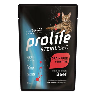 Prolife - Per Gatti Grain Free Sensitive Beef Bustina 85 gr