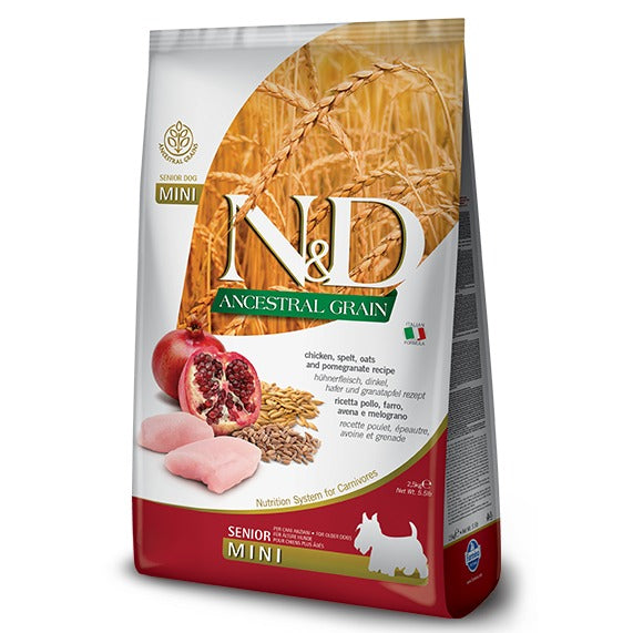 Farmina - N&D Per Cani  Ancestral Pollo & Melograno Senior Mini 2,5 Kg