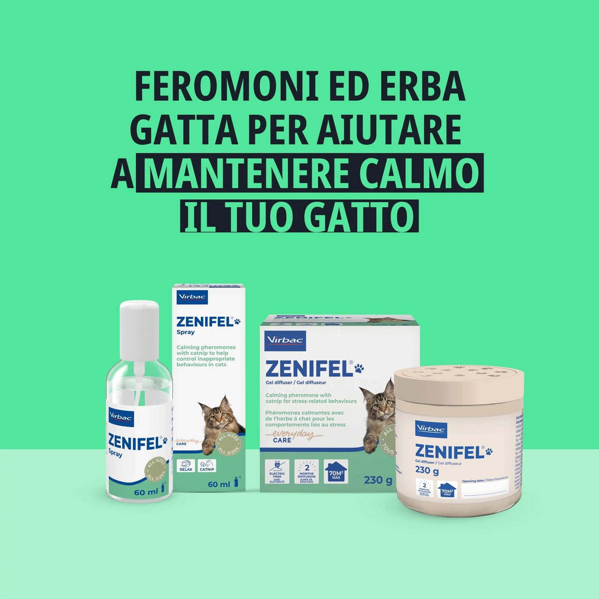 Virbac ZENIFEL Diffusore in Gel  con Feromoni Calmanti per Gatti 230gr