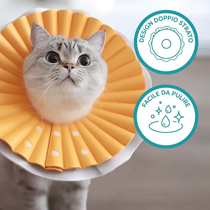 AQPET - Collare Elisabettiano Morbido per Gatti, taglia media  da 2-4kg Plastica Leggera e Flessibile, Regolabile
