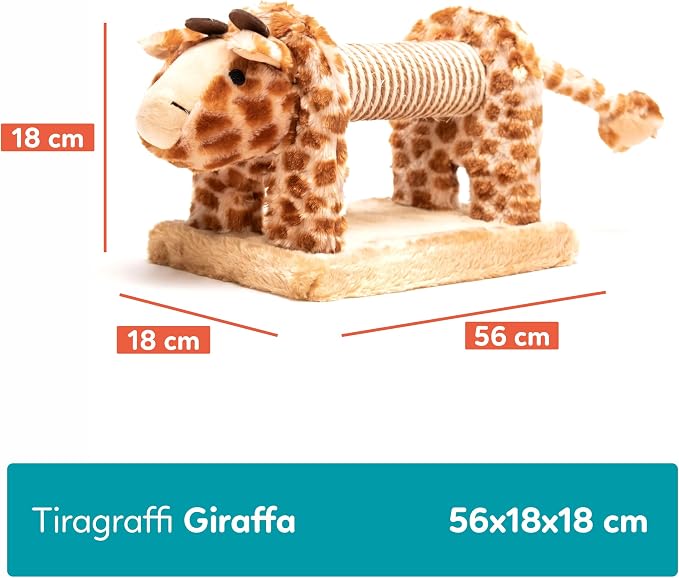 Tiragraffi in Sisal e peluche per gattini  Materiale resistente per il divertimento del tuo gatto, misura 56 x 18 x 18 cm