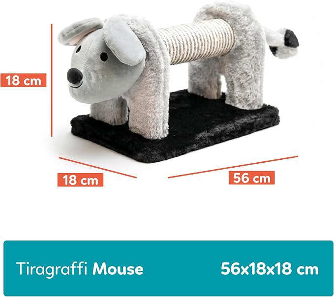 Tiragraffi in Sisal e peluche per gattini  Materiale resistente per il divertimento del tuo gatto, misura 56 x 18 x 18 cm